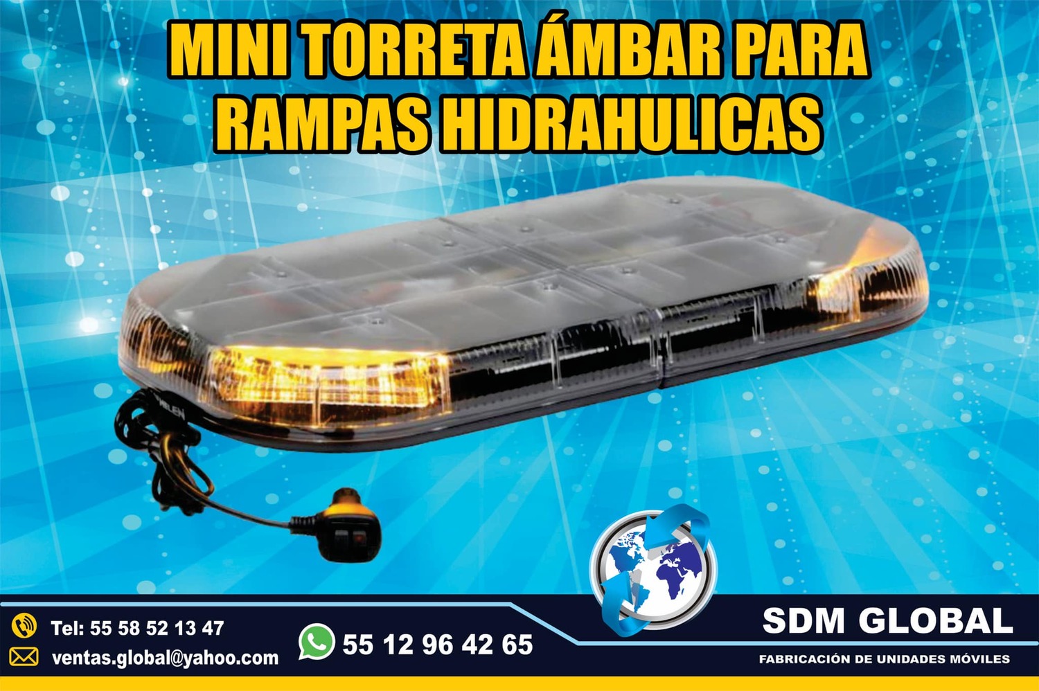 <span style="font-weight: bold;">Venta de Mini Torreta color ambar auxiliar para Rampas Hidraulicas</span><br>